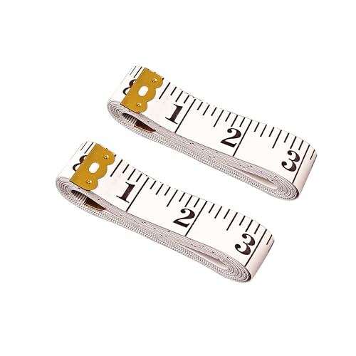 2 Pack Soft Tape Measure Double Scale 120-inch/300cm, Fabric Craft Tape Measure & Medical Body Measurement, Sewing Flexible Vinyl Ruler & Measuring Tape for Body Weight Loss (White) (White*2) - color: White*2