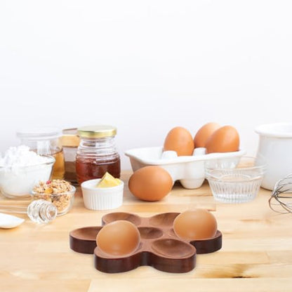 KICHOUSE Rustic 7-grid Wooden Egg Storage Tray Egg Holder Counter Countertop Skelter Large Storage Organizing Tray