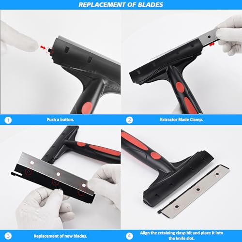 EHDIS Extenble Razor Blade Scraper, 16''-58'' Long Handle 6" Wide Blade Scraper Tool with 10 Double-Edge Blades for Cleaning Paint, Caulk, Adhesive,Painting, Tile, Floors, Ice Scraper (068-pro)