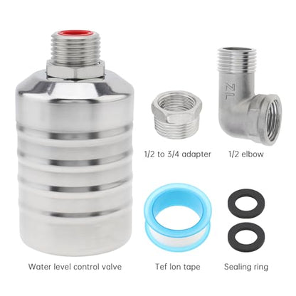 Float Valve, 304 Stainless Steel 1/2inch to 3/4inch Auto Fill Shut Off Water Float Valves Fully Automatic Water Level Control for Water Tank, Pool, Tower, Livestock Troughs - style: Style 1