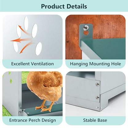 Chicken Nest Box, 3 Compartment Nesting Box, 3 Room Metal Nesting Boxes, Chicken Egg Laying Box Fit for Different Chicken Breeds