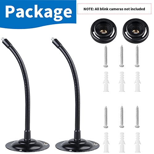 Mippko 2 Pack Camera Flexible Wall Mount Holder for Blink Outdoor 4 (4th Gen)/(3rd Gen) XT3,Blink XT&XT2/Blink Mini/All New Blink Outdoor,Adjustment Flexible 8 inch Long Gooseneck Arm with Metal Base - color: Black