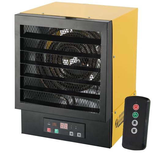 Dura Heat 240 Volt Hard-Wired Garage Heater, Remote, 10,000 Watt - EWH9615 | NO PLUG Hardwired Install Required, 2 Power Setting, Steel Body, Heat up to 1,200 sq ft, Thermostat, Wall & Ceiling Mount