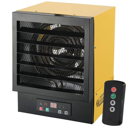 Dura Heat 240 Volt Hard-Wired Garage Heater, Remote, 10,000 Watt - EWH9615 | NO PLUG Hardwired Install Required, 2 Power Setting, Steel Body, Heat up to 1,200 sq ft, Thermostat, Wall & Ceiling Mount