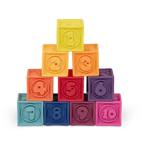 B. toys – Baby Blocks – Stacking & Building Toys for Babies – 10 Soft & Educational Blocks – Numbers, Shapes, Colors, Animals – One Two Squeeze – 6+ Months - style: Blocks
