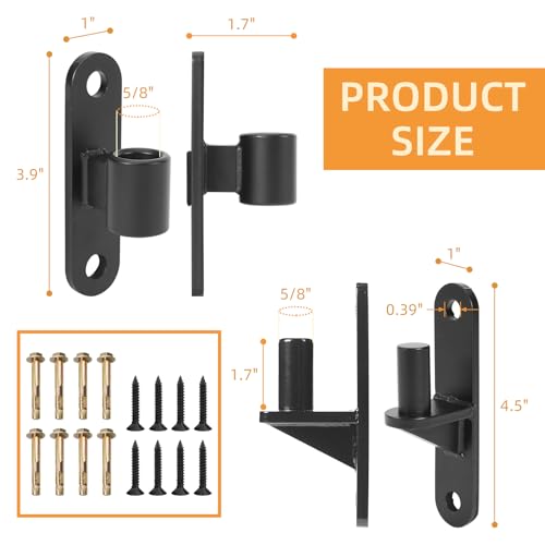 Wall Mount Gate Hinges, 2 Pairs Heavy Duty Fence Gate Hinges 5/8'' Pin Fence Post Hinge Set for Wooden or Concrete Fence Gate (Black, Screws Included) - color: Black-2 Pairs