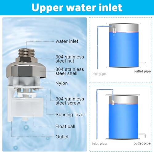3 Pack Water Float Valve For Water Tank,1/2" to 3/4'' Fully Automatic Water Level Control Float Valve, 304 Stainless Steel Water Trough Float Valve For Water Tank Pool Livestock Troughs Distille - size: 3 Pack