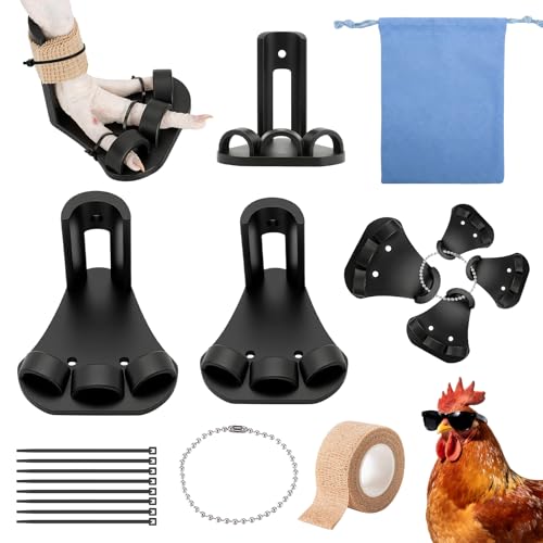 4 Size Chicken Leg Splints with Toe Separator, Durable and Unbreakable PETG Material for Broken Leg Bumblefoot Curled Toes, Reinforced Poultry Leg Brace for Hens Chicks Ducks