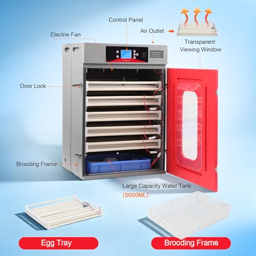 400-Egg Commercial Cabinet Incubator, Digital Poultry Hatcher with Automatic Temperature & Humidity Control, Large-Capacity Auto Turner for Chicken, Duck, Goose & Quail Eggs