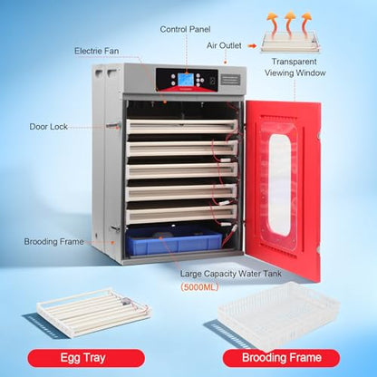 400-Egg Commercial Cabinet Incubator, Digital Poultry Hatcher with Automatic Temperature & Humidity Control, Large-Capacity Auto Turner for Chicken, Duck, Goose & Quail Eggs
