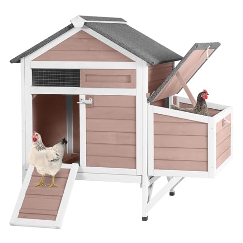 Aivituvin Chicken Coop for 2 Chickens Outdoor, Small Wooden Chicken House with Expandable Run, Nesting Box & Pull-Out Tray, Backyard Poultry Coop for Hens Ducks, Chicken Cage for Farm(Brown) - color: Brown