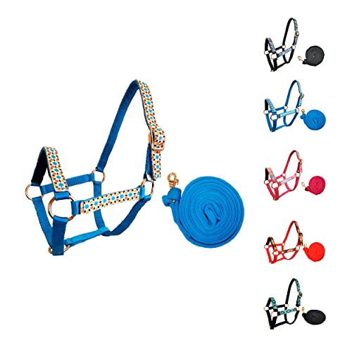 Tahoe Tack Patterned Nylon Mini Horse Halters with Padded Noseband and Matching 7’ Soft Grip Lead Rope - 6 Month Warranty - color: Geometric, size: Mini Horse A (Under 34")