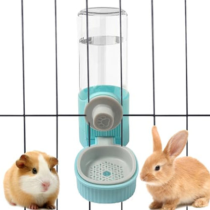 18OZ Rabbit Water Bottle, Pet Water Bottle for Cage Crate,Hanging Automatic Water Dispenser for Cage,Ferret Bunny Guinea Pig Water Bowl,Suitable for Small Animal (Blue, 18OZ) - color: Blue