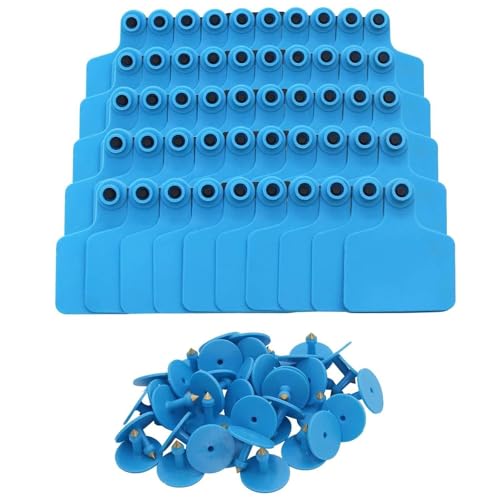 Ear Tags Blank 100pcs Livestock Large Plastic Cattle Tags with Numbers for Cows, Sheep, Goats Durable Farm Animal Identification Ear Tag(Blue,75x60mm(2.95x2.36)) - color: Blue, size: 75x60mm(2.95x2.36")