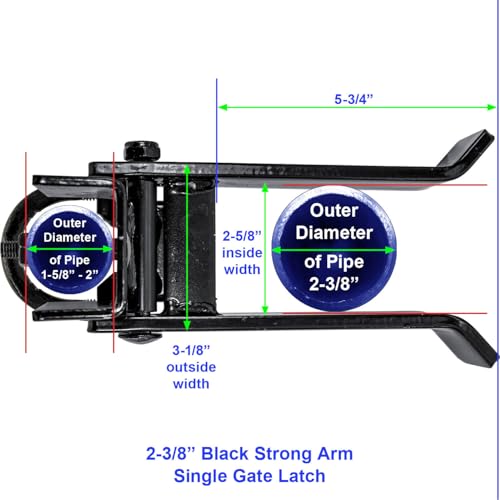 Black 3" Fulcrum Latch Single Gate Fulcrum Latch. Fits 1-5/8" or 1-7/8" Gate Frame. Latches to 3" Post. Powder Coated for Corrosion Protection. CASE Qty 5 - size: BLACK 3" - Case