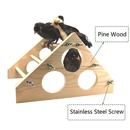 Chicken Perch Wood Stand with Holes Chick Stand Trainning Perch Hen Roost bar for Chicks Poultry Swing Chicken Toy for Hens