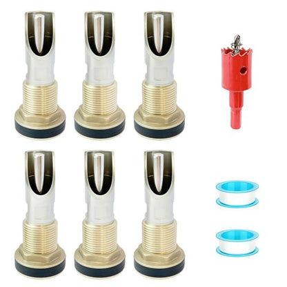 6Pcs Pig Waterer Nipples, Stainless Steel Automatic Pig Nipple Waterer Hog Water Drinker Feeder with Brass Water Tank Connector, Drill Bit and Tape, for Hog Piglets Goat