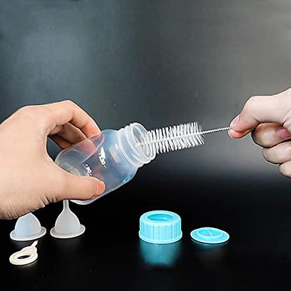 4 Pieces Pet Feeding Bottles Kit Newborn Small Animal Milk Bottle for Kitten Puppy Nursing Nipple Brush 4oz - color: Blue