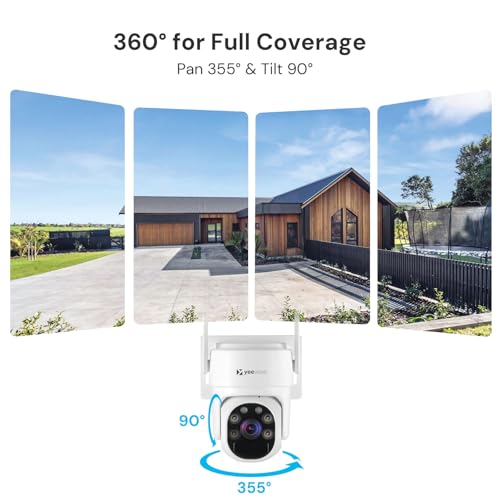 yeewise Solar Security Cameras Wireless Outdoor, 4 Cam-Kit, No Subscription, 4MP Home Security Cameras System with 360° Pan & Tilt, Color Night Vision, Motion Detection, Local Storage, 5G & 2.4G WiFi - style: 4-Cam Kit