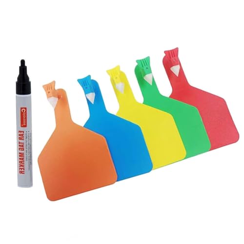 Ear Tag Livestock Tag Blank for Cattle Marking - One Piece Cattle Tag Compatible with Z Tags for Cattle Applicators Comes with a Permanent Marker Mixed Colors 100pcs+Pen - color: Mixed Colors, size: 100pcs+pen