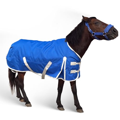Horse Care Blanket Foal Mini Horse Size 47"-55" Winter 1200D Premium Turnout Horse Blanket with 220g Polyfill,Medium Weight Waterproof Sheets (Blue, US 47 inch (EU 90 cm)) - color: Blue, size: US 47 inch (EU 90 cm)