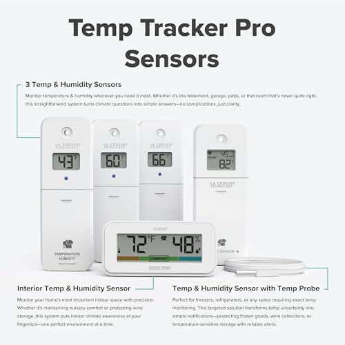 Temp Tracker Pro Wi-Fi Alert System: Bridge Gateway, 3 in/Out Temp. and Humidity, a Temperature Probe with Ambient Temp. and Humidity, Interior Temp. and Humidity Display with Comfort Meter - size: Super