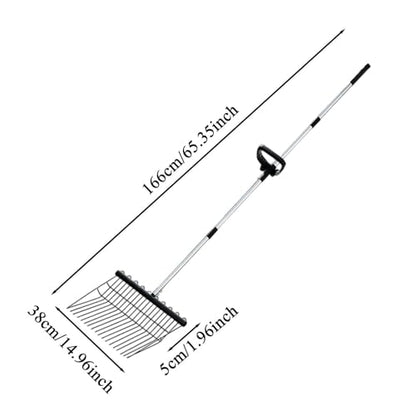 Stainless Steel Hand Rake | Ergonomic Chicken Manure Scoop Grabber | Long Handle Heavy Duty Bow Rake | for Grass Shrub Debris Pine Needle Thatching Outdoor Camping Gardening Landscape Turf Autumn