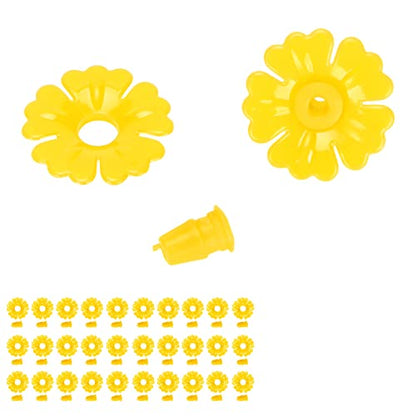 Hyuduo 30-Piece Hummingbird Feeder Replacement FlowersYellow Nectar Feeding Ports for Outdoor Hummingbird Feeders, Compatible with Glass Plastic Hummingbird Feeders - color: Yellow