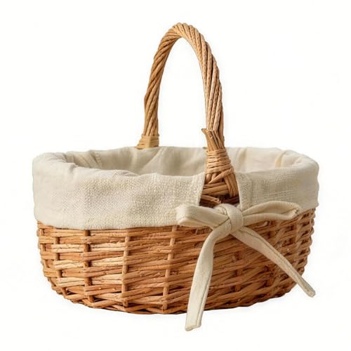 Small Wicker Basket Wicker Picnic Basket Storage Basket Bread Basket, Eggs Candy Basket for Candy Harvesting Photography Prop