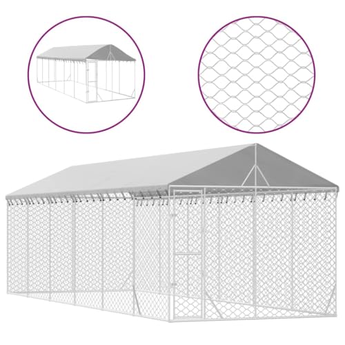 Outdoor Dog Kennel Large with Galvanized Steel Frame and Polyethylene Roof, Spacious 35.4x118.1x98.4 Inch Pet Enclosure, Lockable Door, Weather-Resistant, - size: 35.4 x 98.4 x 98.4 in