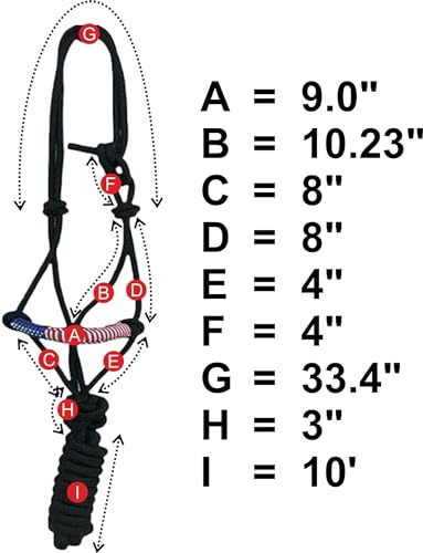 Majestic Ally Poly Braided Patriotic Nose Poly Rope Halter and 10' Matching Lead - color: Red