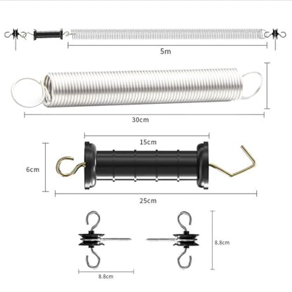 Electric Fence Gate Kit with Spring-Loaded Handles & Tension Spring, 2-Way Anchors and Insulators for Farm Fencing (2 Set)