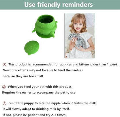 Puppy Nursing Bottles Soft Silicone Biomimetic Milk Feeders Bowl with 4 Nipples for Small Animal Kittens Ferret Guinea Pig Squirrel (Blue) - color: Blue
