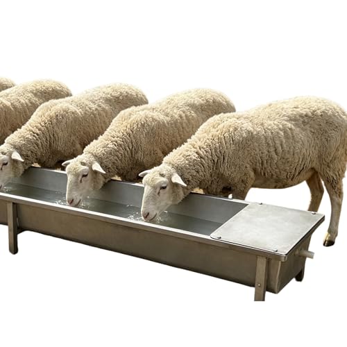 ERRULAN Galvanized Water Trough 15 20 30 Gallon, Heavy-Duty Livestock Feeder Troughs with Float Valve Kit, Outdoor Farm Automatic Feeding(30 Gallon/112L) - size: 30 Gallon/112L