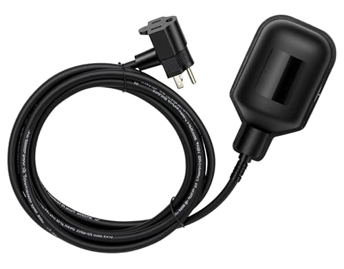 WHK Sump Pump Float switch Tethered Universal Float Switch Repalcement for Sump Pump Septic Sewage Water Tank,Durable Waterproof (Piggyback plug,10FT Cord)