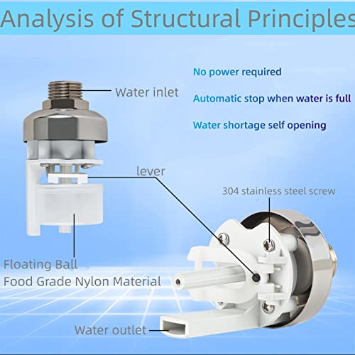 Automatic Water Level Control Valve Float Valve, 1/2" 3/4'' Auto Fill Shut off Water Tank Float Ball Valve, 304 Stainless Steel Float Valve for Water Tank (1/2''Male Thread) - color: 1/2''Male Thread