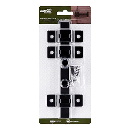 National Hardware Industrial Reversible Gate Slide Latch 7.8 in Black Weatherguard Protection Outdoor Gate Hardware for Fence Applications Left Right Hand Mount