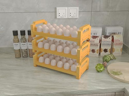 Bamboo Egg Holder Countertop - Stackable Design for Fresh Eggs, Farmhouse Egg Tray Storage Display Rack, Kitchen Counter Top Organizer Wooden Egg Stand, Fits Quail, Duck, Turkey, Chicken Eggs (Luxury) - style: Luxury