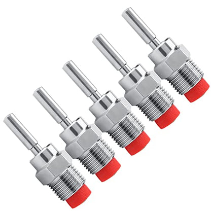 HEEPDD Automatic Pig Nipple Drinker 2.5x0.8 Inch Stainless Steel Copper Cap Pig Waterer with Spring, 5pcs Livestock Water Valve for Cattle Farm Pen, No Leak Water Saving Design