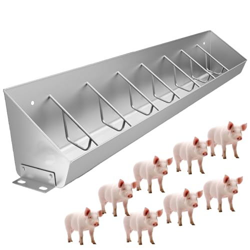 Stainless Steel Livestock Feed Trough with Divider Panel - Durable Hay Feeder & Waterer for Pasture and Farm Use, Ideal for Cattle, Horses, Sheep, and Goats - size: 4.9ft/1.5m 8 bit