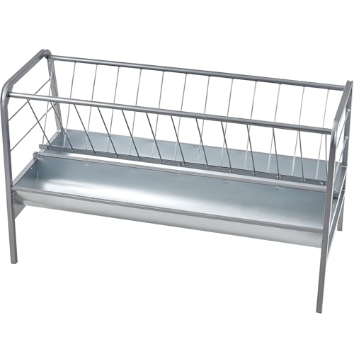 VEVOR 2 in 1 Livestock Hay Feeder, 80-Gallon Capacity, 59" Long Goat Hay Feeder with Deeper Feeding Pan, Heavy Duty Steel for Sheep Farms Sheds