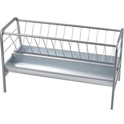 VEVOR 2 in 1 Livestock Hay Feeder, 80-Gallon Capacity, 59" Long Goat Hay Feeder with Deeper Feeding Pan, Heavy Duty Steel for Sheep Farms Sheds