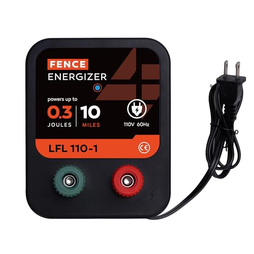 Electric Fence Charger, 0.3 Joule Ac Powered Output Voltage 5100v, 10 Mile 40 Acres Electric Fence Energizer, for Preventing Wild Animals Intruding Great for Poultry, Pets and Gardens - size: 110-1
