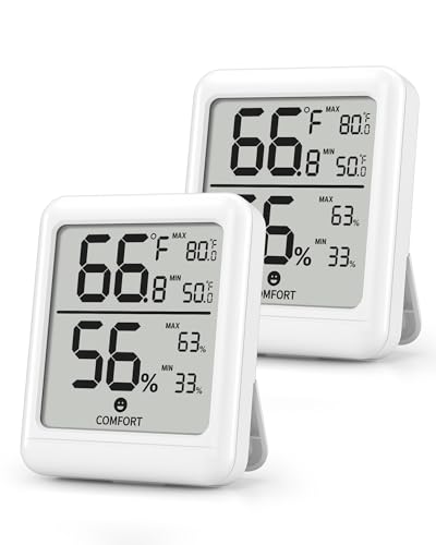 BN-LINK Digital Hygrometer Indoor Room Thermometer, Accurate Temperature and Humidity Meter with Large LCD Monitor for Home, Bedroom, Terrarium, Incubator, Greenhouse, 2 Pack - size: 2 Pack