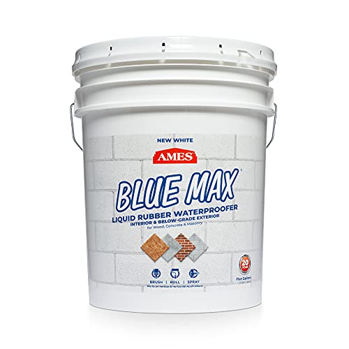 Ames Research Laboratories BMX5WRG Blue Max White Liquid Rubber, 5 Gallon | Interior & Below-Grade Exterior Use. Flexible liquid rubber waterproofing for concrete, masonry, wood, metal, and more. - color: White, size: 5 Gallon