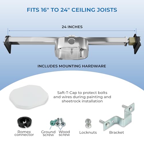 OHLECTRIC Saf-T-Brace For Ceiling Fans - Features 3 Teeth, Twist and Lock Design, 1.5" Heavy Duty Metal Electrical Box - Secure Installation For New, Remodel, Retrofit Application, Silver - size: Saf-T-Brace