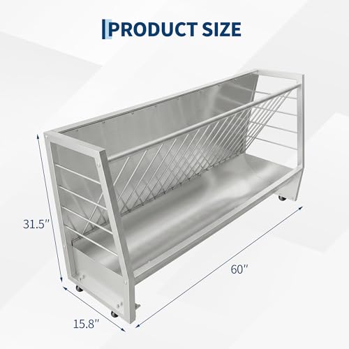 PeakPursuit 5 ft Goat Hay Feeder - Heavy Duty Anti-Waste Metal Hay Rack 60 Gallon with Rounded Edges, Livestock Pasture Feeder for Sheep, Horses & Ponies, Farm Outdoor Feeding Equipment