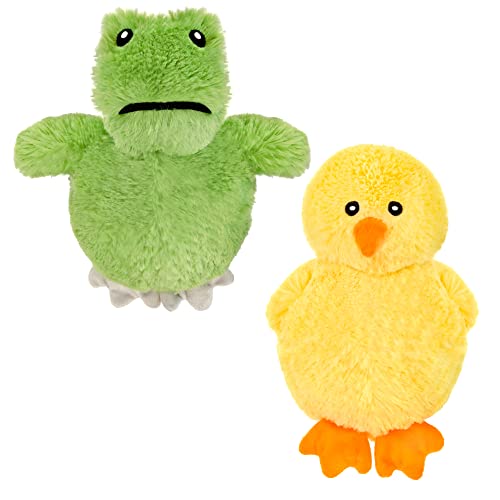 Giftable World 7.5 Inch Plush Pet Toy Bunny with 5 Inch Squeaky Bouncy Ball and Crinkle Ears (Quack & Leaping Frog) - color: Quack & Leaping Frog
