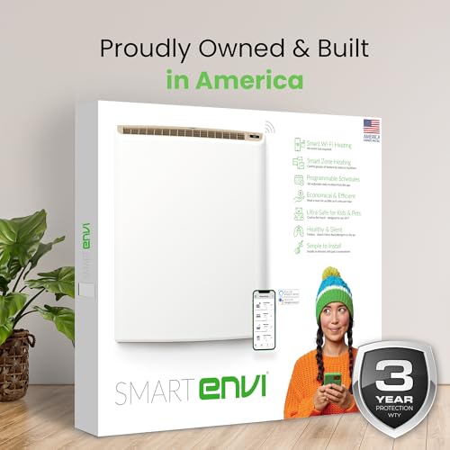 Smart Envi Wi-fi Plug-in Electric Wall Heater - Energy Efficient Smart Heaters for Indoor Use - App Controlled Electric Heater with Thermal Shut Off Switch - Compatible with Alexa & Google Home