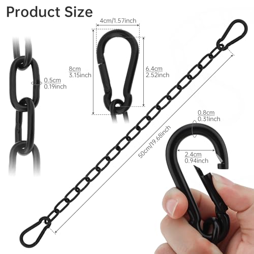 Gate Chain Lock for Outdoor Fence,304 Stainless Steel Gate Chain 20" x 13/64" with Both-Ended M8 Carabiners,Chain Link Latch Lock for Wooden Fence Pet Cages (20" x 13/64", Piece, 1) - size: 20" x 13/64"